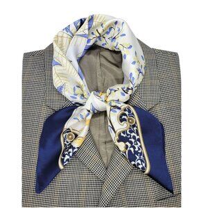 ✨Elegant Nautical Silky Square Scarf Bandana Luxury Scarf Blue Beige Luxury New✨